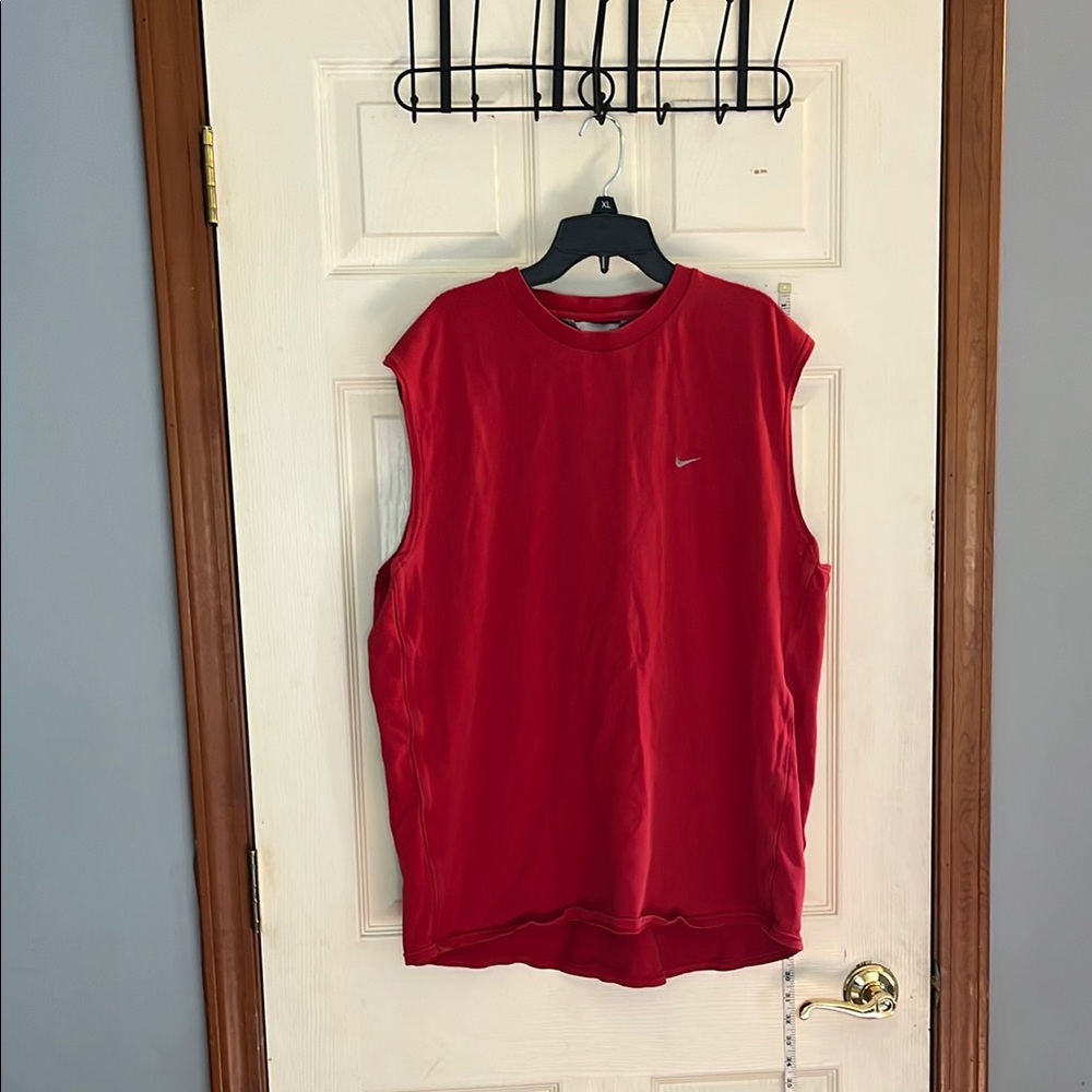 VTG-90’s-Nike-Red-swoosh logo, sleeveless, crewneck, basketball jersey tank top.